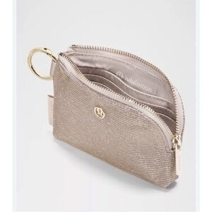 Lululemon Clippable Card Pouch, Glitter In Pink Champagne/Mink/Gold NWT